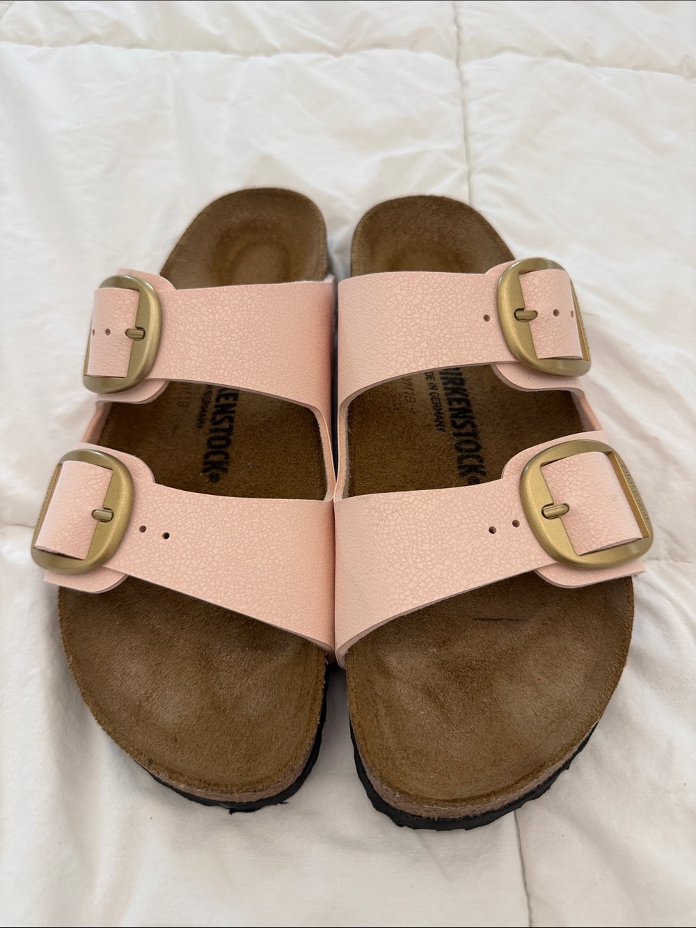 Birkenstock Big Buckle Arizona Double Strap Sandals in Light Pink Sz 40 EXC